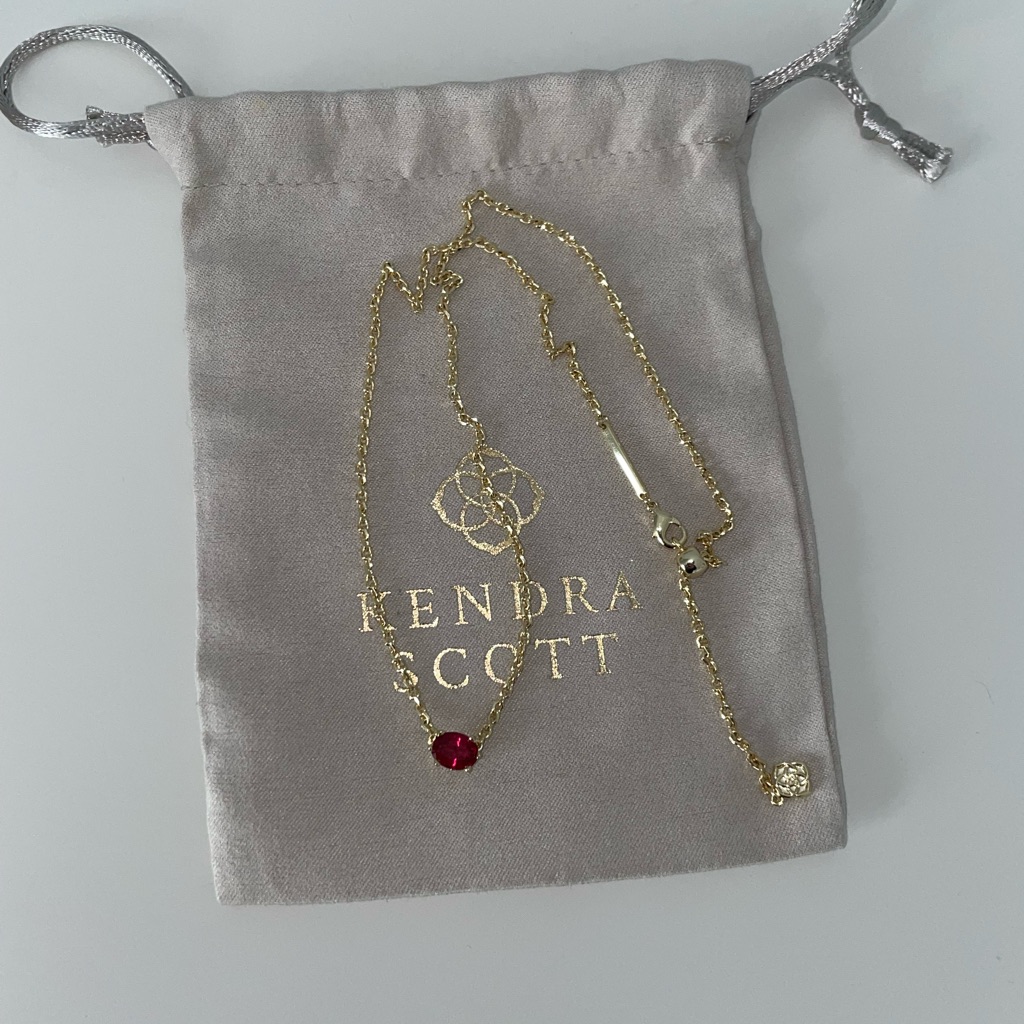 Kendra Scott Gold Necklace With Ruby Red Pendant 28$